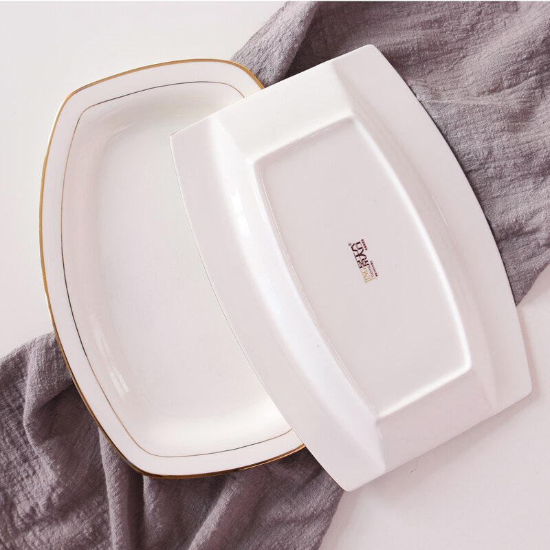 Vis Gevulde Vis Plaat, Huishouden Bone China Europese Stijl Keramische Vis Schotel, grote Rechthoekige Japanse Schotel