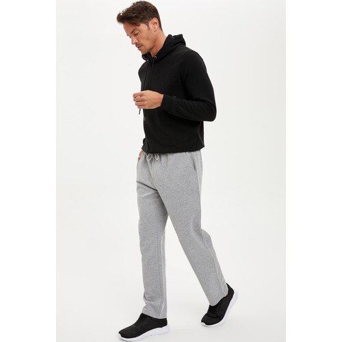 Defacto Male Slim Fit Basic Gray Sweatpants Season