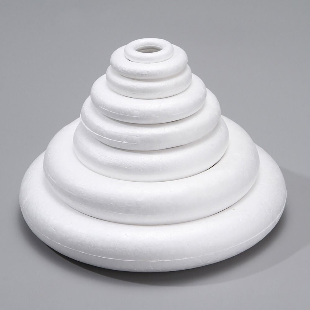 1 szt. Biały pierścień piankowy okrągły styropian DIY ręcznie robiony wieniec 5/7/8/10/12/15/17/20cm na świąteczne rzemiosło dekoracje weselne