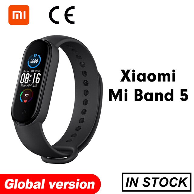 Xiaomi Mi Banda 5 Intelligente Del Braccialetto 4 di Colore Dello Schermo di Tocco di Miband 5 Wristband Fitness Pista di Ossigeno Nel Sangue Monitor di Frequenza Cardiaca smartband: Global version