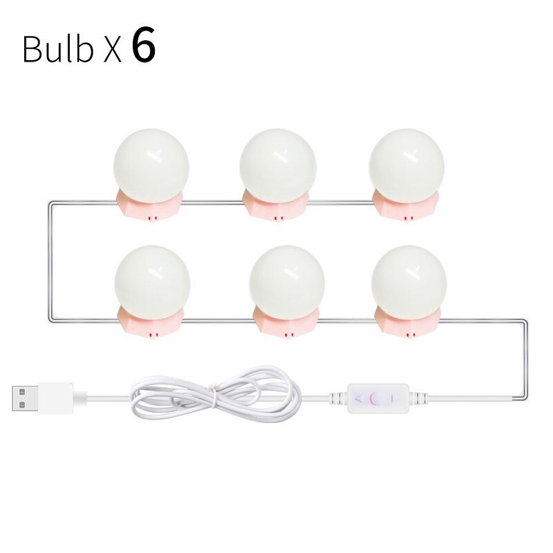 Bombilla LED para espejo de baño de Hollywood, 5V, luces Led para espejo de tocador, Kit de 6, 10 y 14 bombillas para tocador de maquillaje
