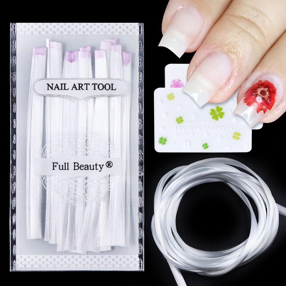 Glasfiber nagelförlängning byggande silke glasfiber nagelspetsar förlängningar form uv gel manikyr diy fiber former naglar verktyg  be1578