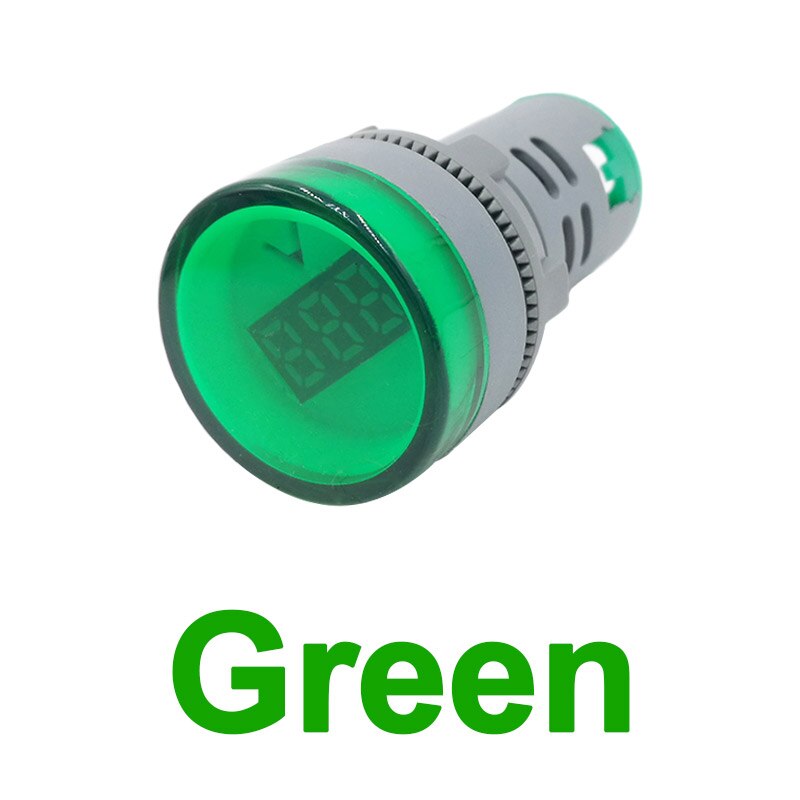 Ad16 22mm ac 50-600v volt voltmeter indikator signallys ledet digital vise rød gul grønn hvit blå: Grønn