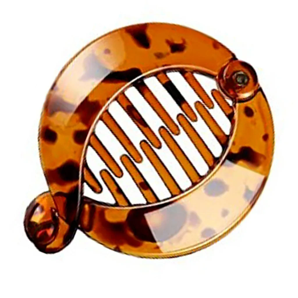 Pinza para el pelo de cola de caballo de forma redonda pequeña, Clip de plátano para mujeres y niñas, soporte para cola de caballo negro y marrón, accesorios para peinados profesionales: Marrón