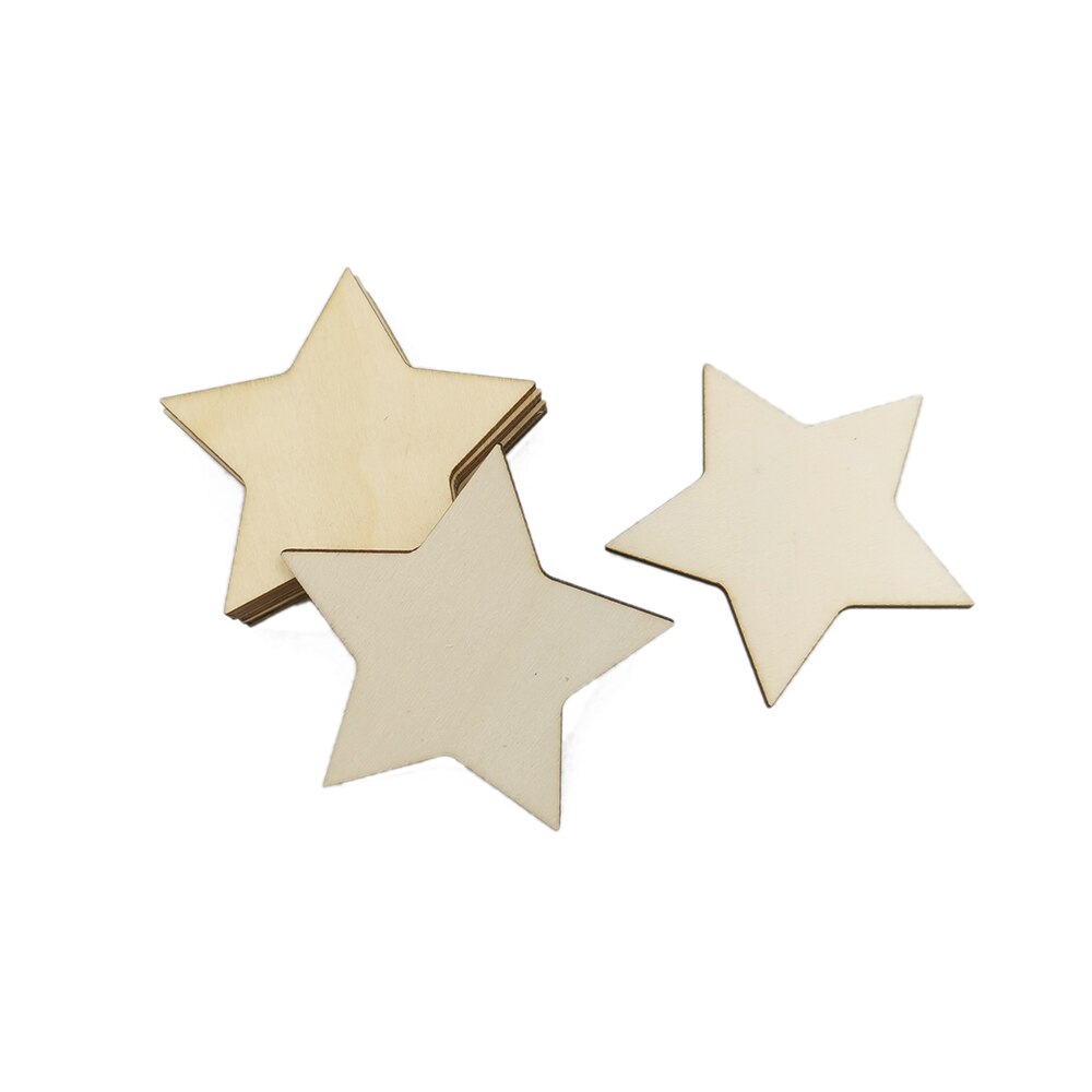 10pcs 80mm Wood Slices Wooden Stars Wood Star Slices Star Embellishments Wedding Crafts Making