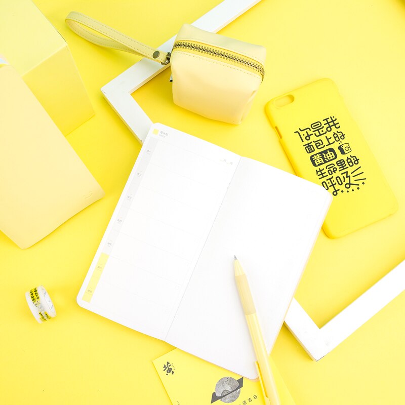 Kinbor Weekly Plan Multifunctional Notebook Diary Notebook Stationery Hand Book Yellow Notebook
