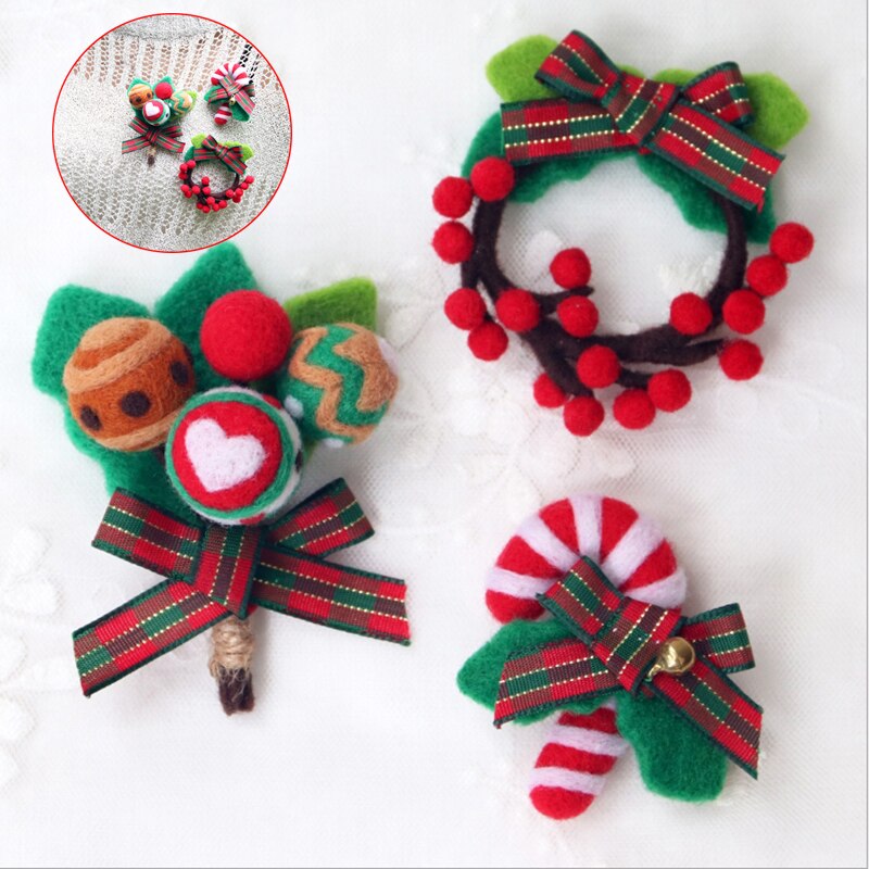 Berry guirnalda broche lana manualidad de fieltro DIY pinchado conjunto Kit para manualidades para Material de la aguja bolsa de paquete de Lollipop