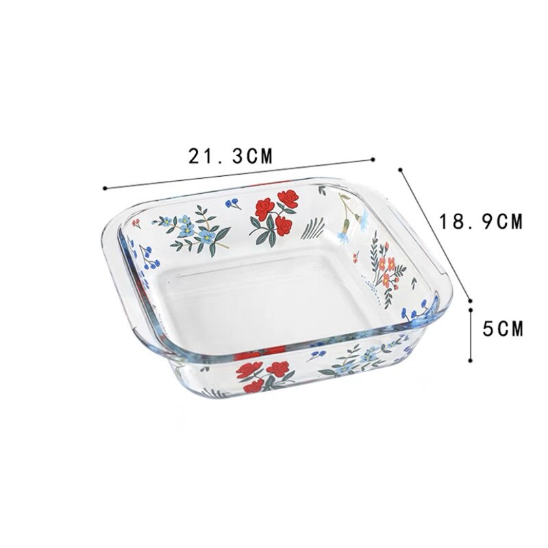 Assiette de cuisson en verre résistant à la chaleur, assiette à dîner ménagère, transparente, salade florale, bol à légumes, four, plat à Dessert, vaisselle: K