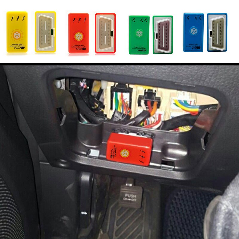 Vehemo tuning box chip 4 farver auto eco obd 2 eco obd 2 gasbesparende bil eco obd 2 brændstofbesparende økonomi teknisk
