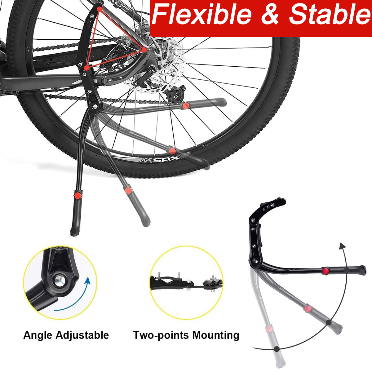 Cykelsidestøtte cykelstativ justerbar fodstøtte i aluminiumslegering bagstativ fodstige egnet til mountainbike racercykel