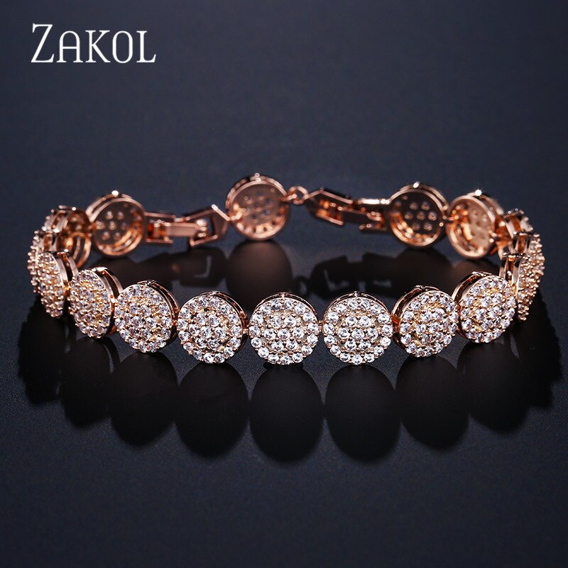 Zakol Charmant Bloem Armband Hand-Set Micro Mozaiek Craft Aaa + Cz Bezaaid Armband Bijouterie Voor Vrouwen En Meisjes FSBP2029