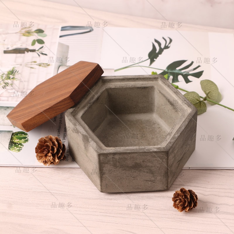 Store content box silicone mold desktop receive jewelry box cement concrete mould by hand