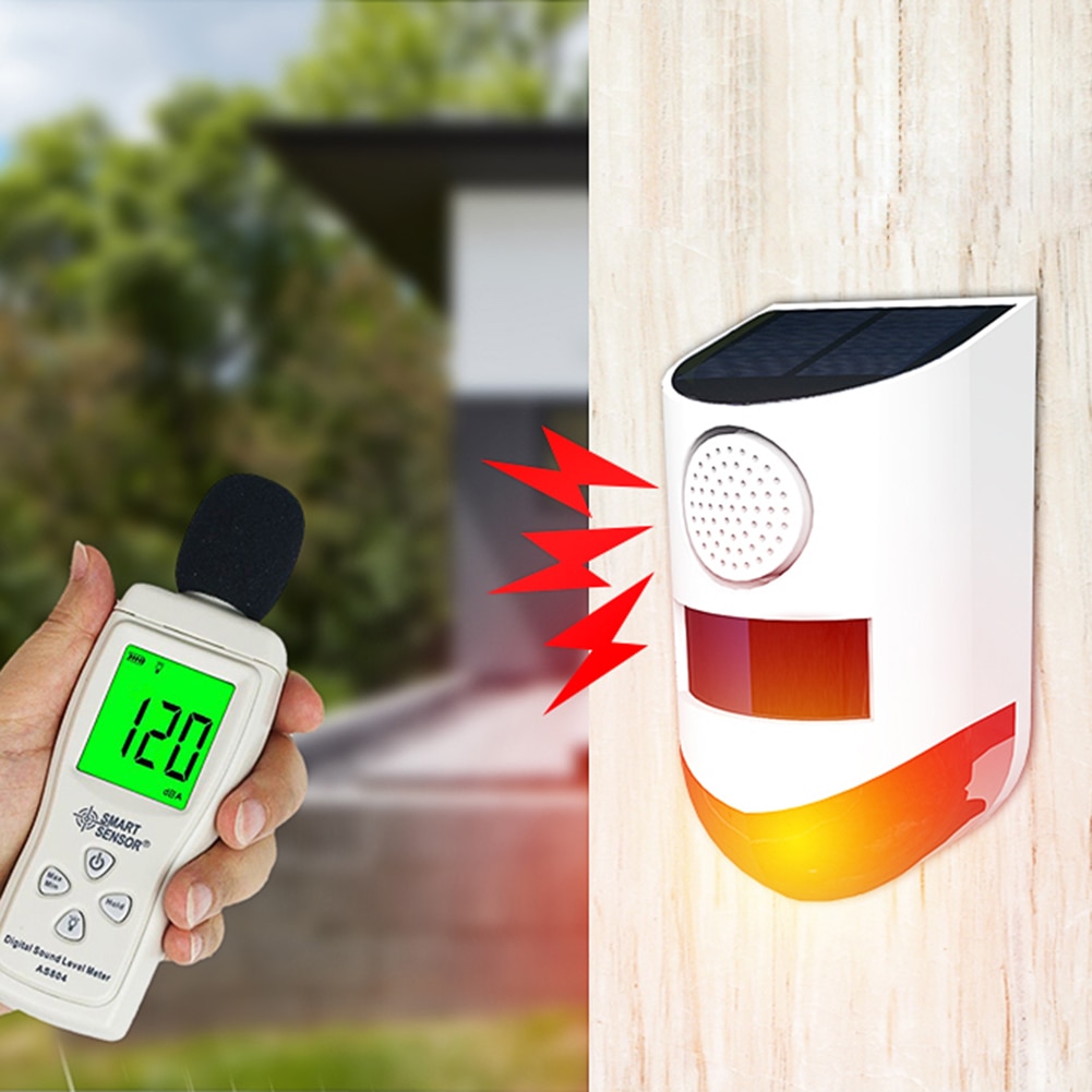 1Pcs Solar Infrarood Alarm Thuis Alarmsysteem Flash Light Strobe Beveiliging Waterdicht Zonne-energie Infrarood Motion Sensor Detector Home