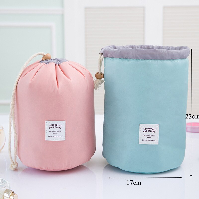 Aosbos Wasserdichte Reise Kosmetik Tasche Nylon Kordelzug Barrel Waschen Taschen Große Kapazität Frauen Kosmetik Make-Up Tasche