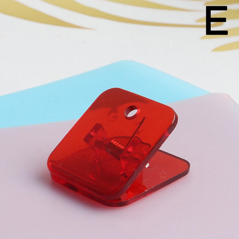 Multicolor Acrylic Clamp Paper Clips Ticket Holder Paper Documents Organizer Student School Office Supplies Bookmark Binder Clip: E