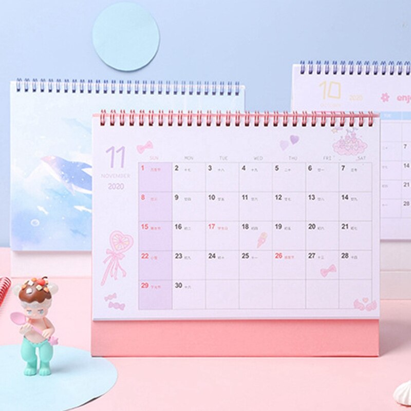 Tegneserie trykt kalender ins stil kirsebærblomst skrivebord kalendere dagligt planlægning  .08.12