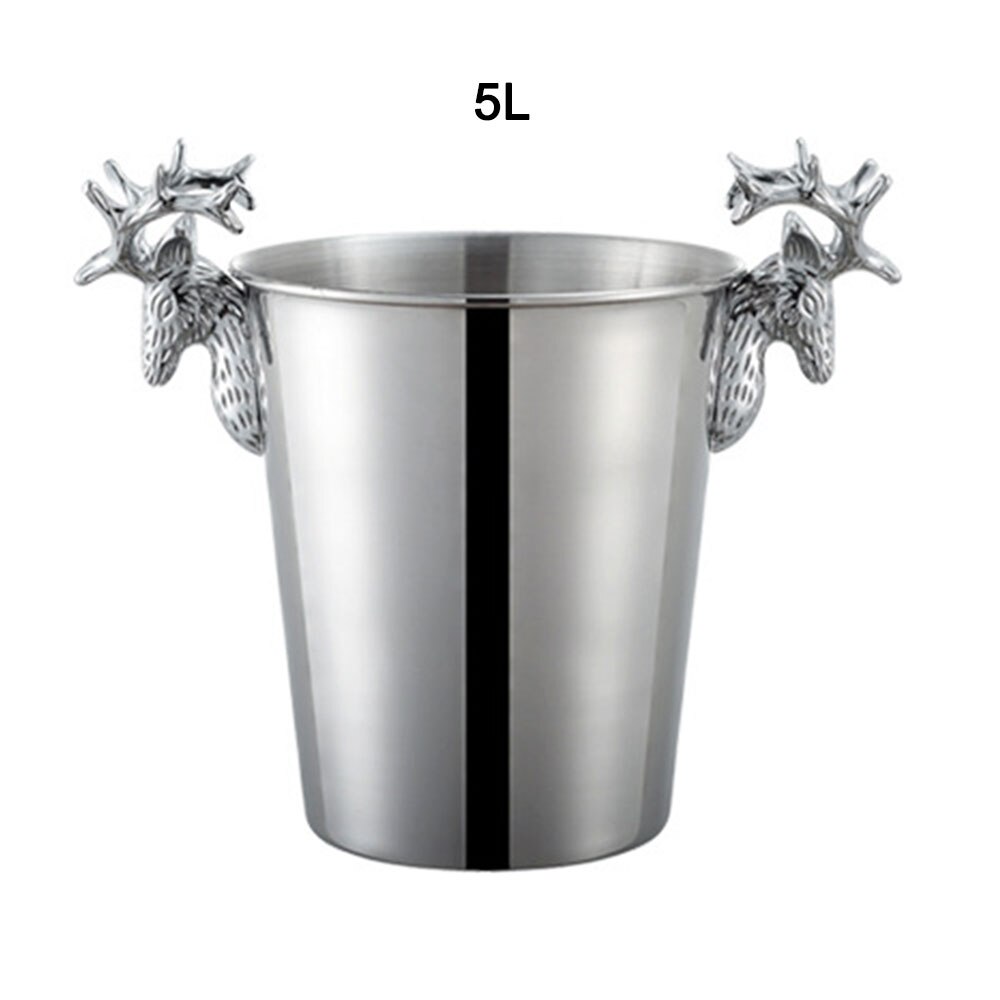 Personalidad cuernos cubo de hielo europeo Retro de acero inoxidable galvanoplastia de cerveza, vino, cubo de hielo barman de Bar Gadgets Decoración: Silver 5L