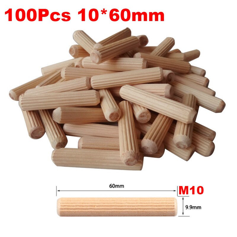 Dowel jig 6 8 10mm træ hss bor bits træbearbejdning jig abs plast lomme hul jig bore guide værktøj til tømrerarbejde: 100 stk. 10 x 60mm