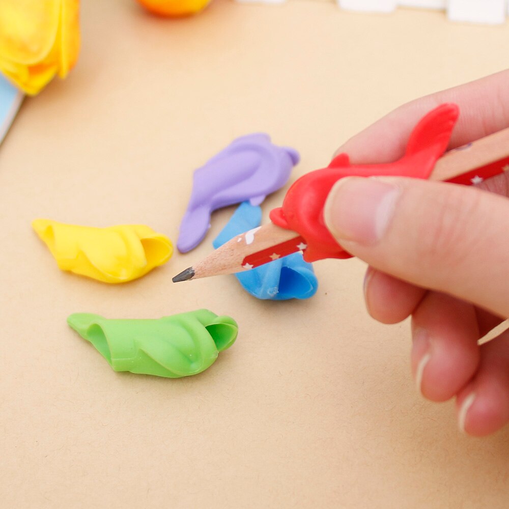 5 Stks/pak Siliconen Dolfijn Vis Stijl Kinderen Studenten Potlood Houder Pen Schrijven Houding Correctie