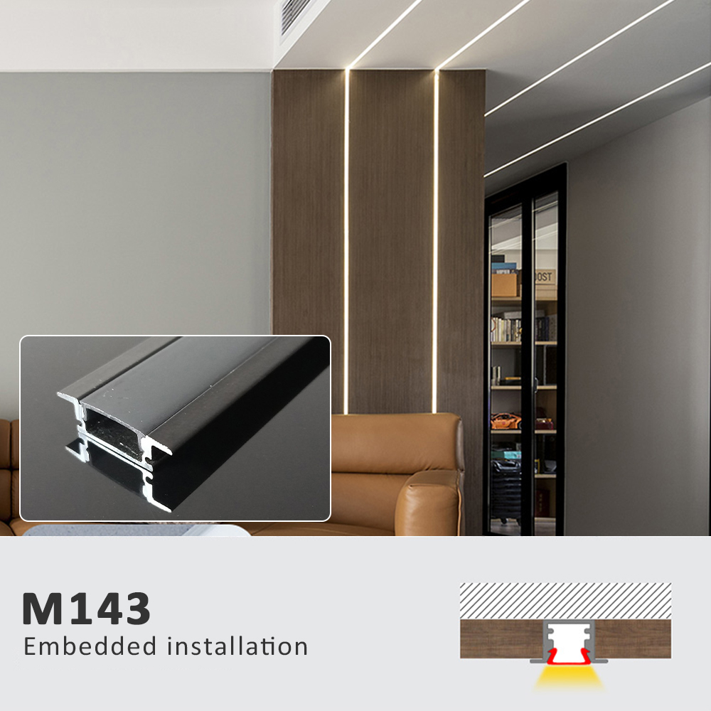 50CM LED Strip Light Aluminium Profile Channel Silvery Black Diffuser PC Cover for 8mm/10mm/12mm Bar Cabinet Linear Lamp Decor