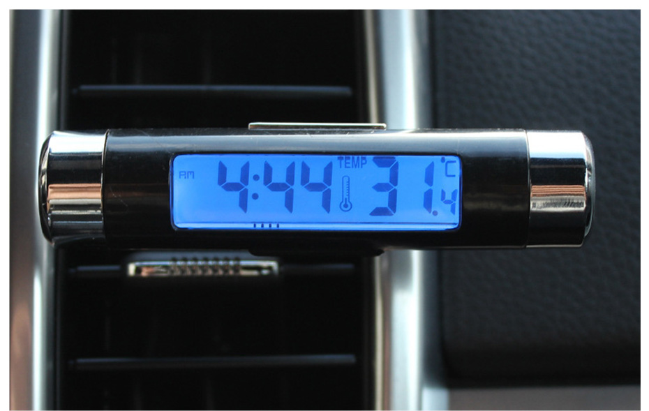 Car Digital Thermometer Car Clock Car LED Clock Luminous Digital Clock Car Temperature Indicator Car Accessories: Default Title