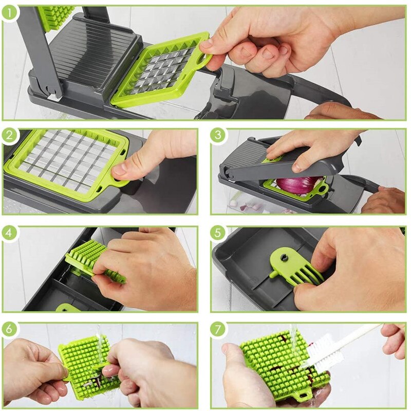 7 In 1 Multifunctionele Groentesnijder Mandoline Fruit Potato Slicer Rasp Dunschiller Wortel Rasp Keuken Fruit Groente Gereedschap