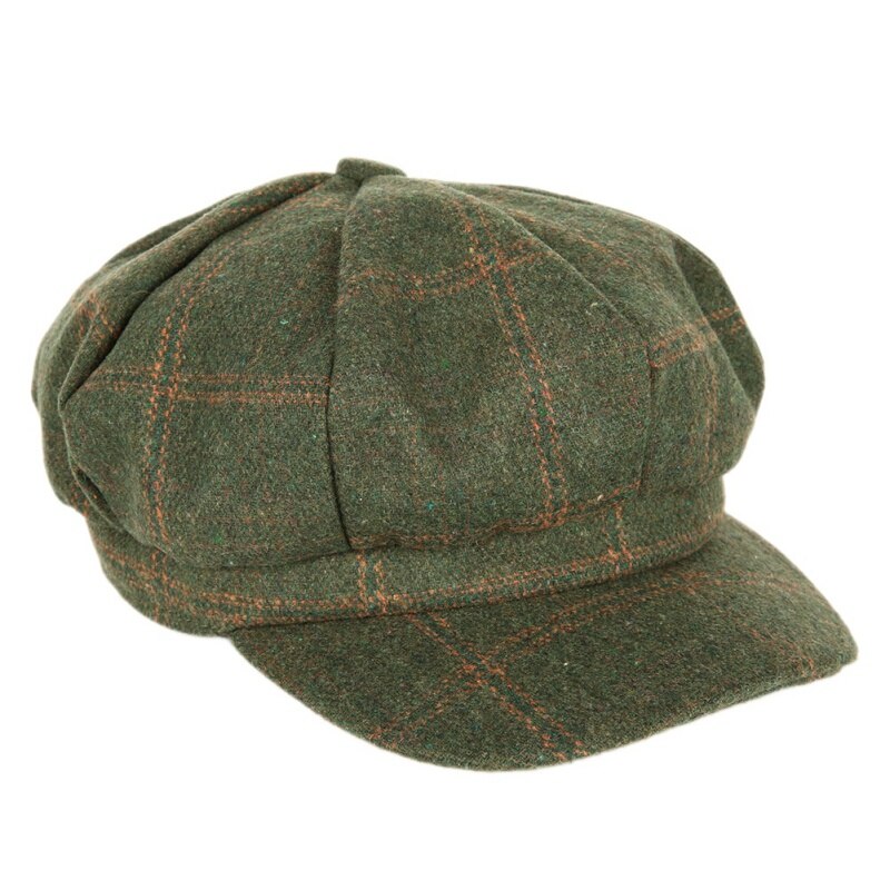 Kvinder ottekantet kasket udendørs sport løbehat efterår vinter hatte til mænds s 6 farver smuk plaid sport baret kasket: Grøn