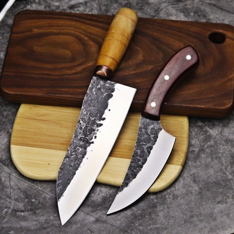 Japanese high carbon steel forged knife, by 30 years of master Tang handmade kitchen knife slicing knife: A-cdCG