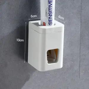 Automatic toothpaste squeezing device set wall hanging free punching toothpaste toothbrush rack toothpaste rack lazy squeeze art: 1