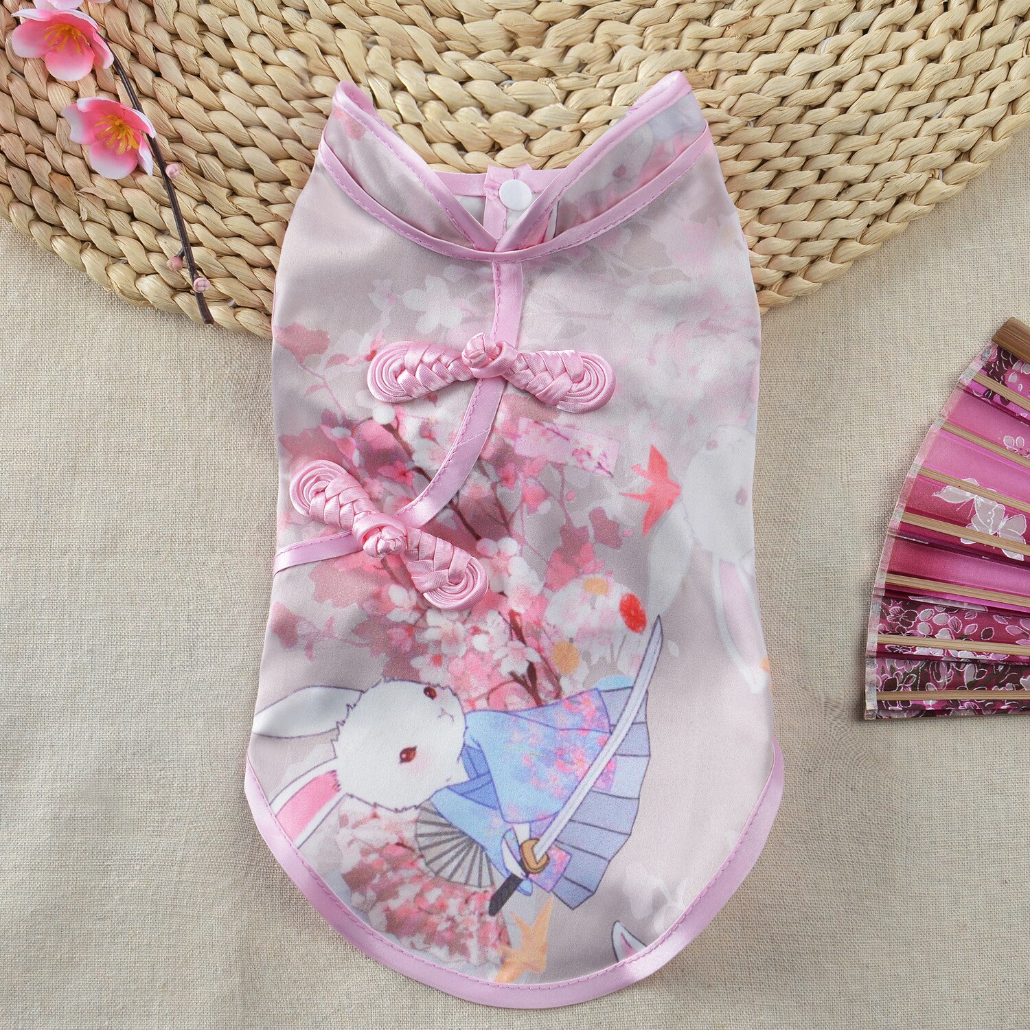 Haustier Neue Chinesischen Stil Frühling Sommer Kleid Cheongsam Felsen Hund Teddy Bomei retro Tinte Malerei Kleine Hund Allgemeine Kleidung: Blumen- / XL