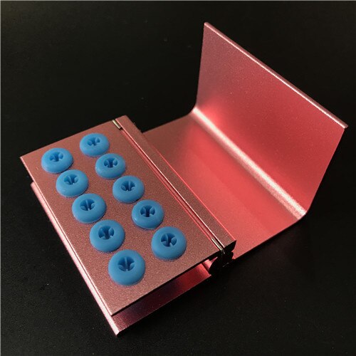 10 Holes Dental Burs Block Holder Disinfection and Autoclave Burs Holder Aluminum: pink