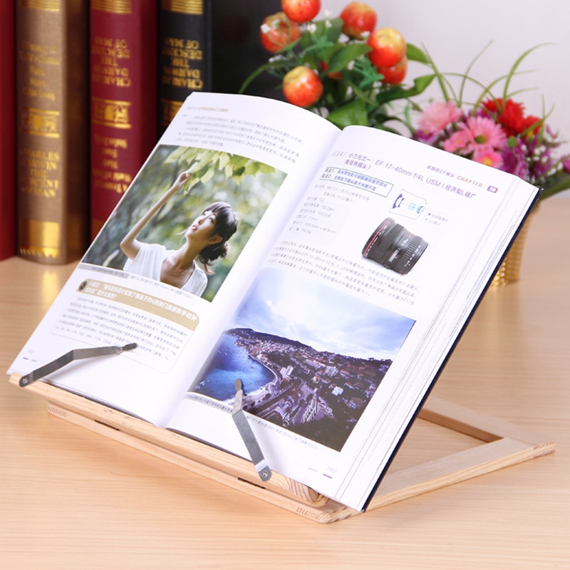 Folding Wooden Adjustable Book Stand Cookbook Holder Reading Desk For Holding Book Cookbook Tablet PC Laptop