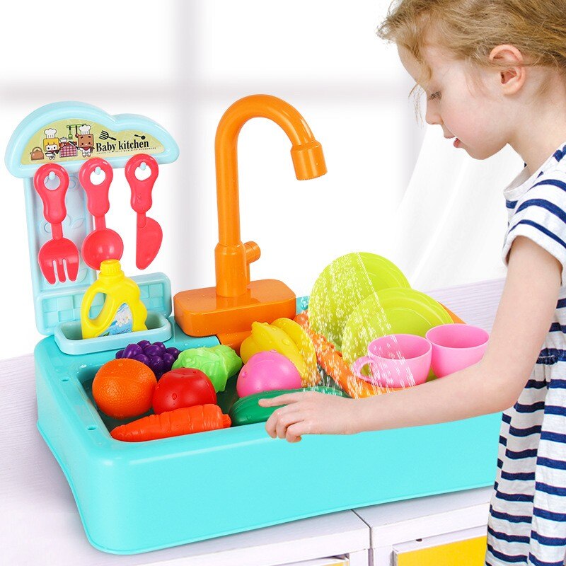 Analoge Elektrische Vaatwasser Sink Kinderen Rollenspel Keuken Set Speelgoed Simulatie Keuken Speelgoed Voor Kinderen Игркшки Для Детей L3: green