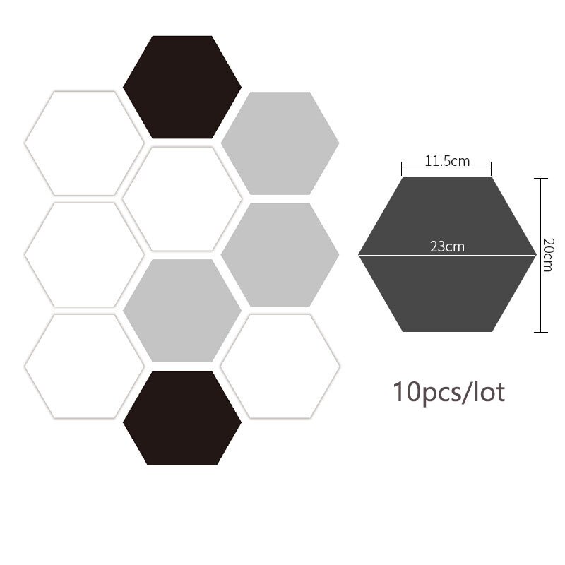 10 pièces/ensemble Pvc autocollant de sol salle de bain cuisine carrelage mur autocollant papier peint décoration de sol Hexagonal autocollant antidérapant 20x23cm: 09