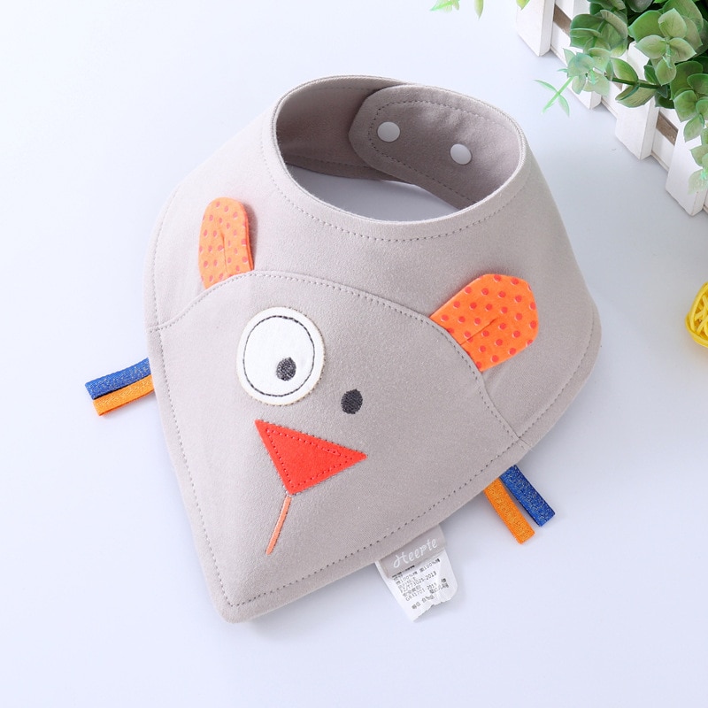 Adorable Newborn Baby Bibs Infnat Boys Girls Organic Cotton Triangle Bib Animal Mouse Cat Owls Toddler Soft Bandana