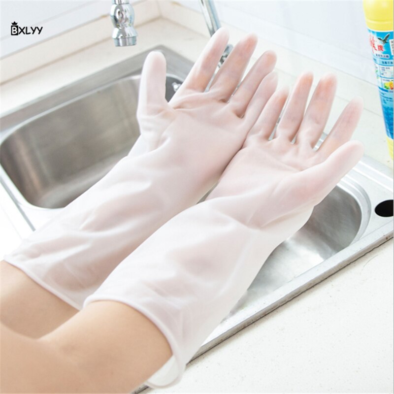 Køkkengummi vandtætte handsker fortykkede rene og holdbare gennemsigtige opvask og vaskehandsker køkken tilbehør .8z