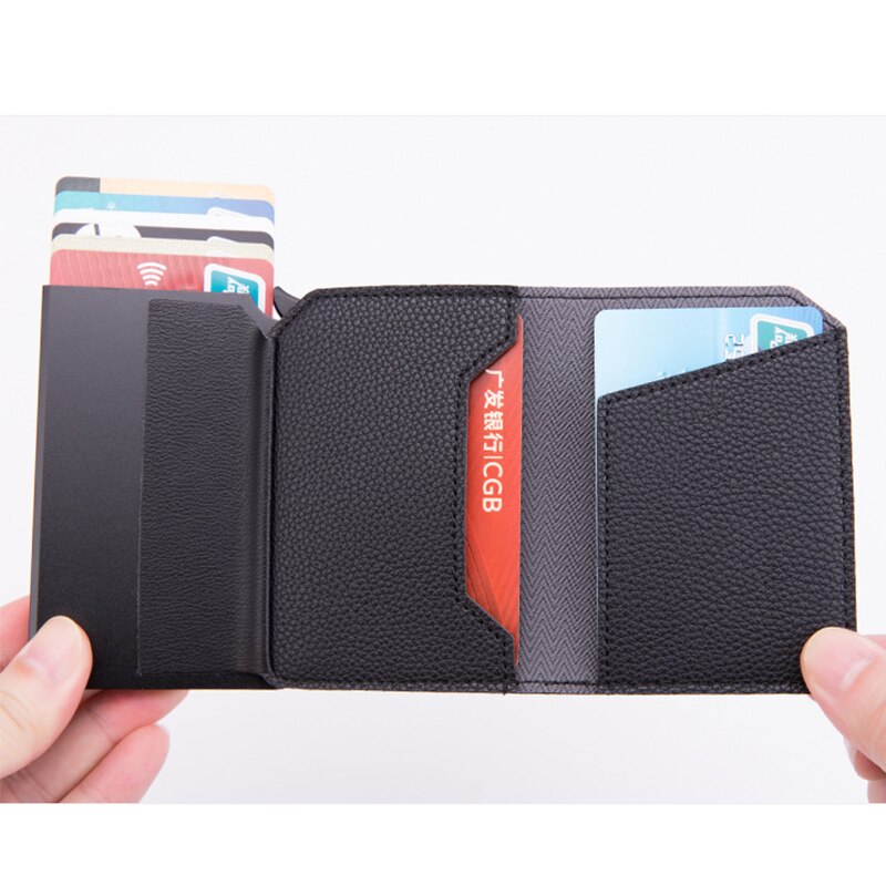 Bycobecy Carbon Fiber Anti-Diefstal Kaarthouder Multi Smart Portemonnee Rfid Pop-Up Clutch Multi Mannen En vrouwen Unisex Card Case