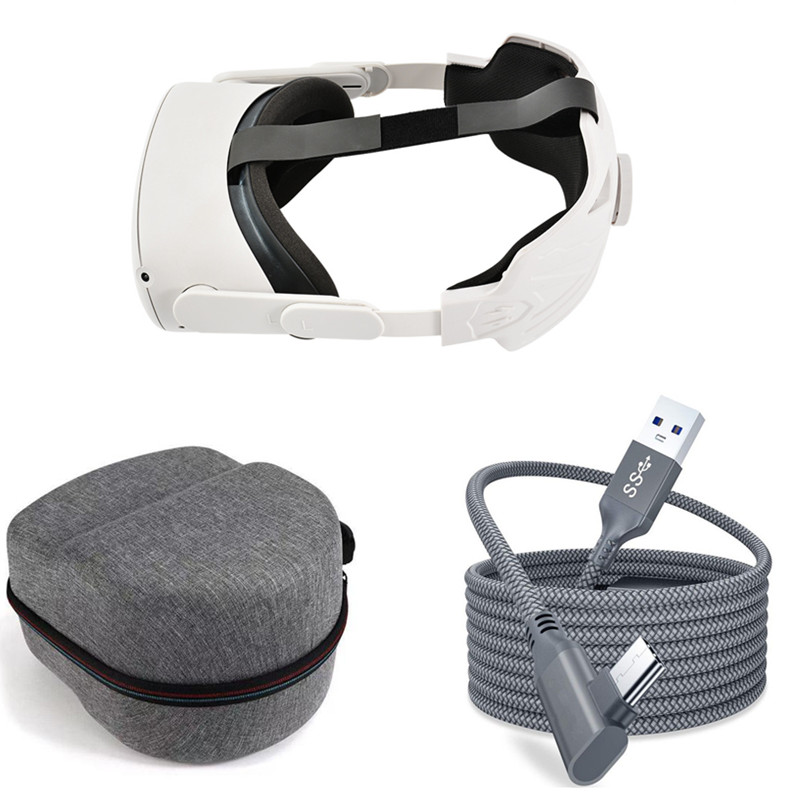 Oculus quest 2 kit halo-kopfband, vr-kabel, diy-linse, verstellbares kopfband, tragetasche