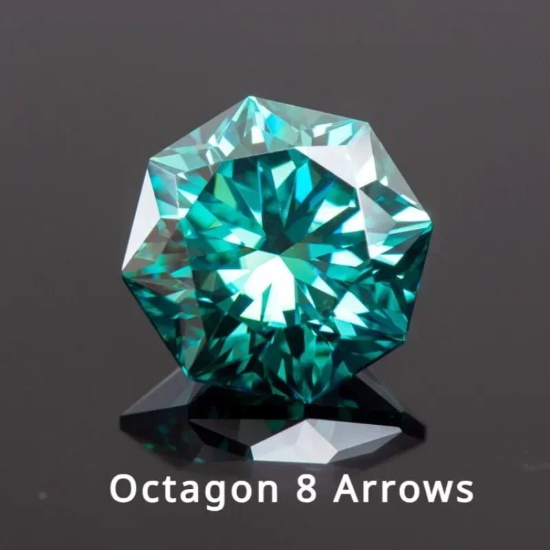 Moissanite stenen achthoek 8 pijlen vorm smaragdgroen natuurlijke kleur Lab Grown edelstenen voor sieraden maken met GRA-certificaat: 6mm