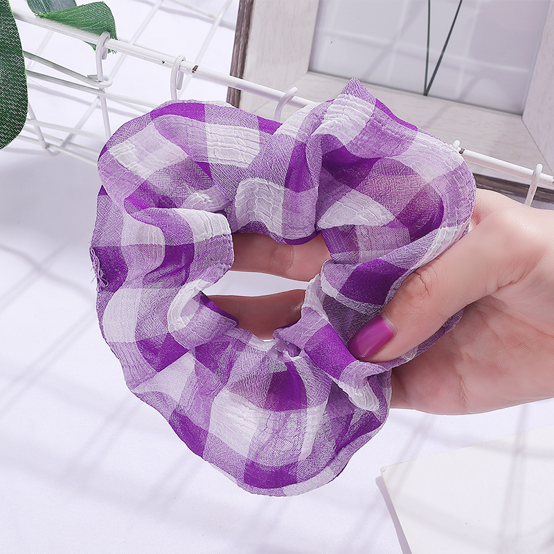 Blød chiffon kvinder hår scrunchie elastiske hårbånd jule strækbart hår bånd hestehale lilla ensfarvet tilbehør: 03