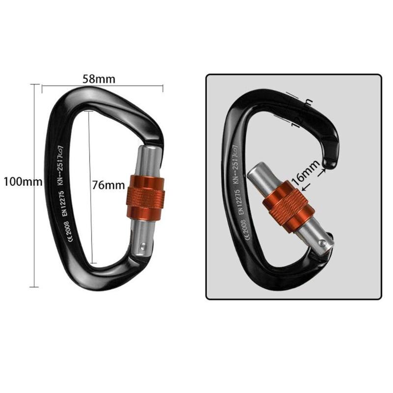 Mousqueton à Vis 25KN En Alliage Aluminium-magnésium – 10,8 X 5,8 Cm, Ouverture 2,3 Cm, Tête De Poulie Intégrée – Pour Escalade, Hamac, Travail En Hauteur