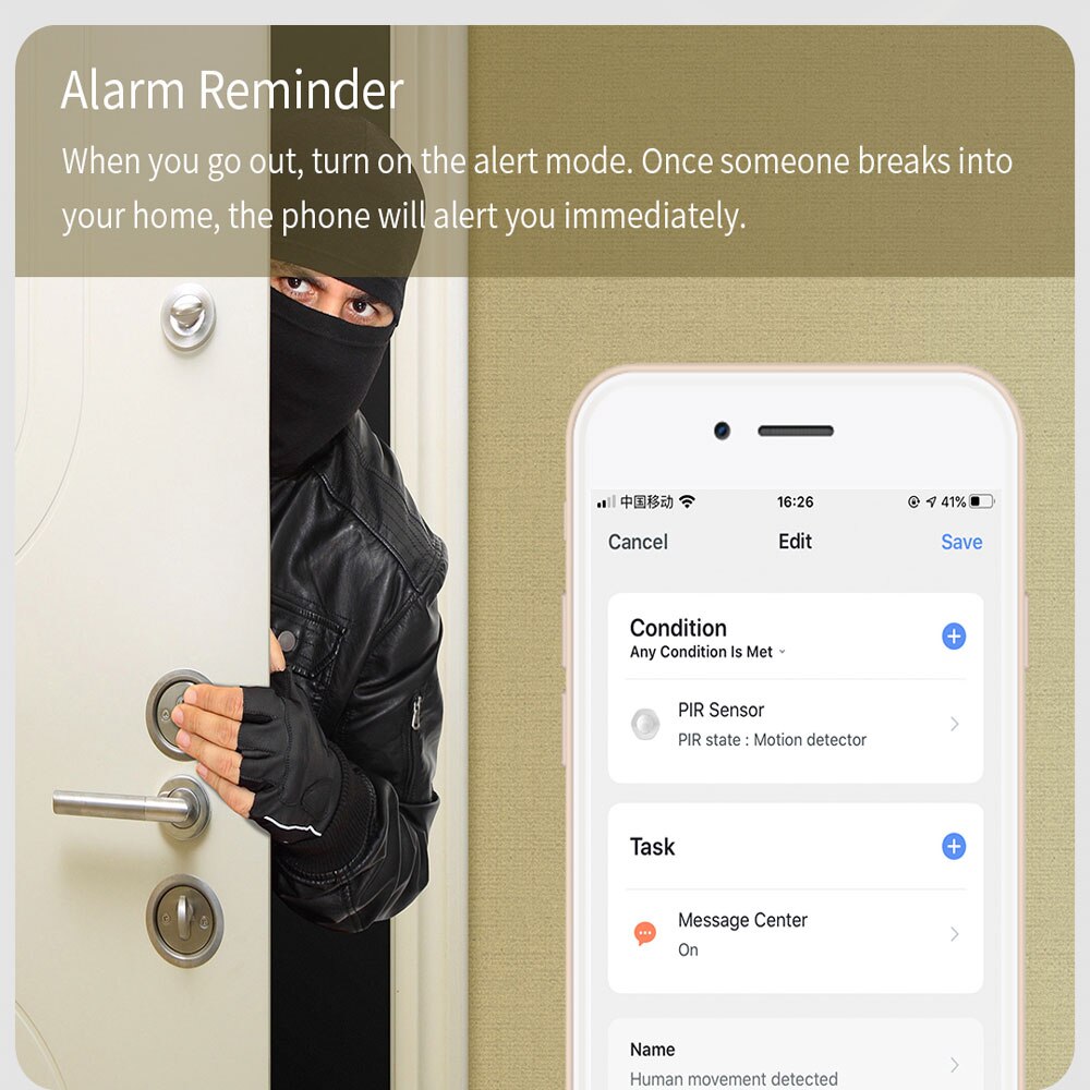 tebe WiFi Human Body Sensor Intelligent Infrared Human Motion Sensor Zigbee Use With Gateway Tuya Smart Life App