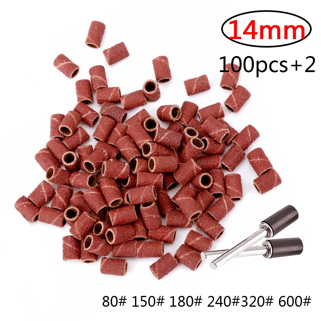 Sanding Drum Set #80-#600 Grit with 3.17mm Sanding Mandrel for Dremel Rotary Tools Abrasive Tools 8mm/14mm Sanding Bands: 600 Grit / 14mm Sanding Diamete