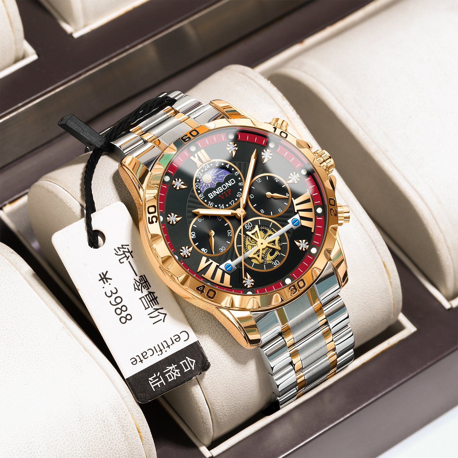 2024 Luxe Automatische Mechanische Horloge Voor Mannen Holle Tourbillon Waterdicht Lichtgevende Datum Week Rvs Heren Horloges