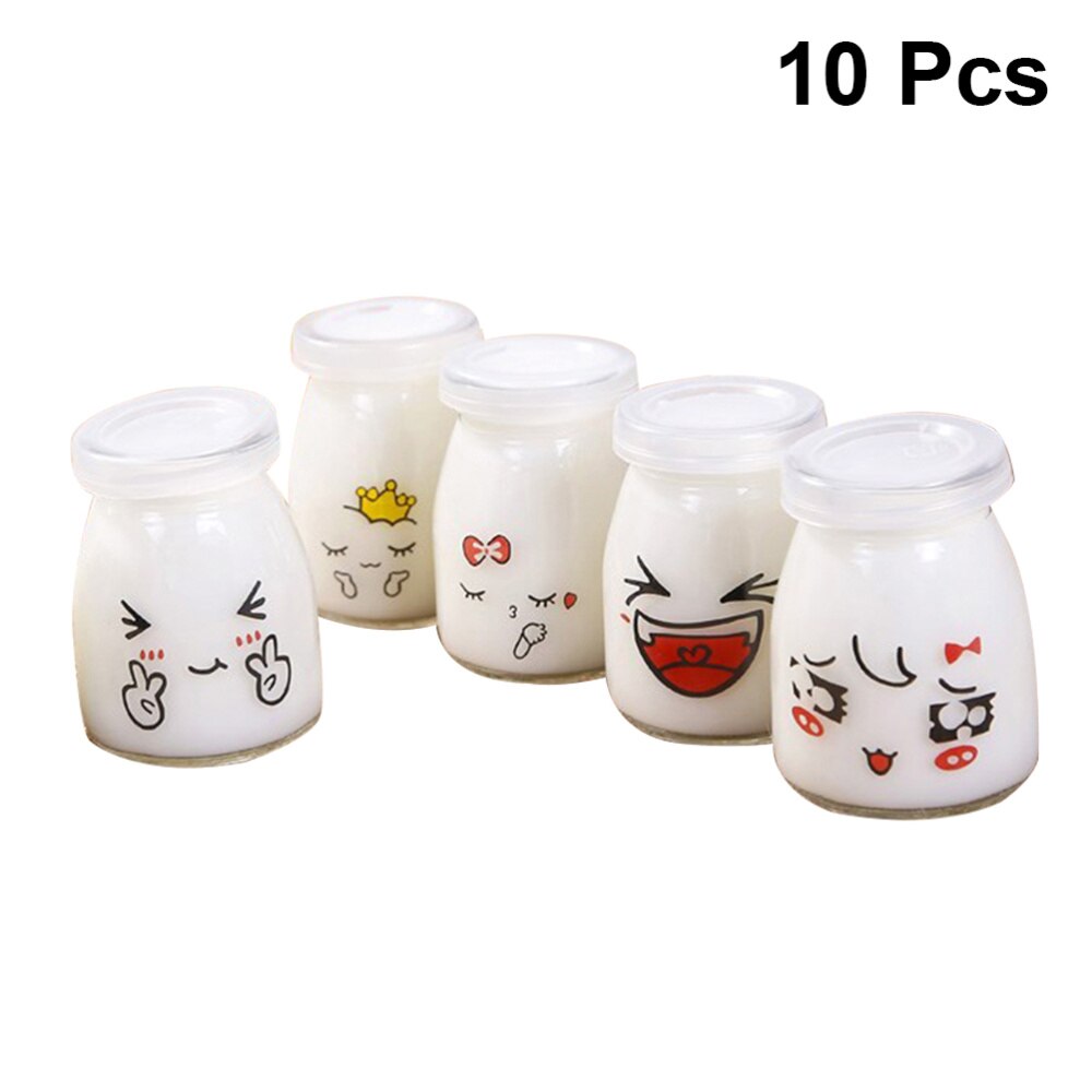 Frasco de postre de cristal resistente al calor, contenedores de yogur, leche, taza de gelatina, para tienda en casa, 10 Uds., 150ml