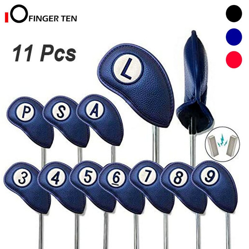 Upgrade Magnetic Golf Club Iron Covers Synthetic Leather Deluxe Wedge Iron Protective Headcover Set