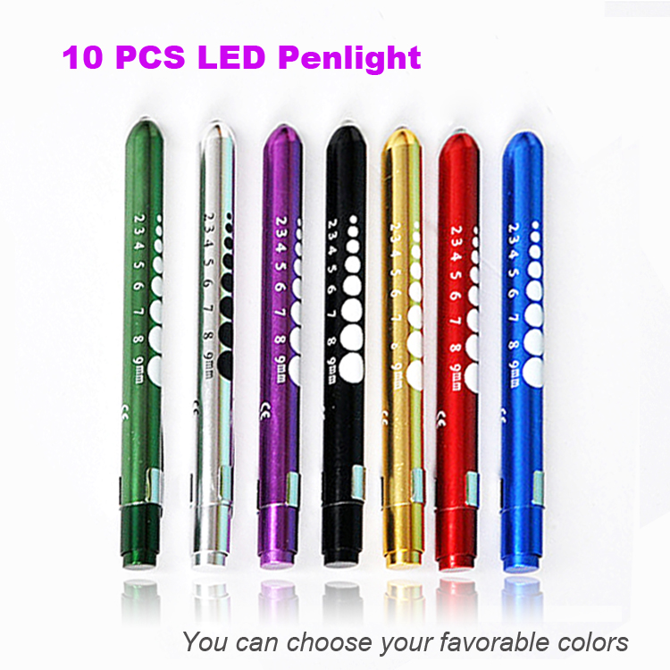10 PCS Pen Type Aluminium Pocket Medische Penlight Otoscoop Oogspiegel LED Zaklamp voor Dental Keel Controleren
