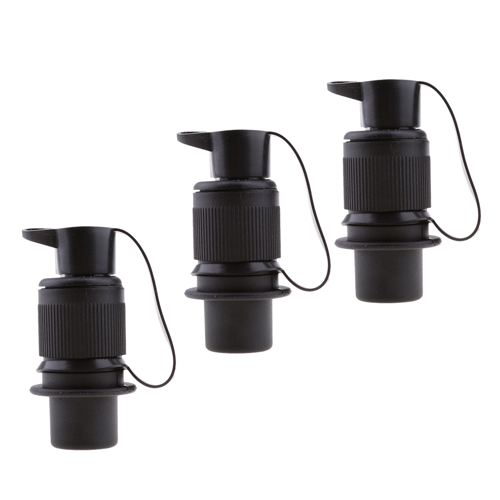 3 X Black IP68 Waterproof 3 Pins Electrical Cable Connector Plug Socket 12V
