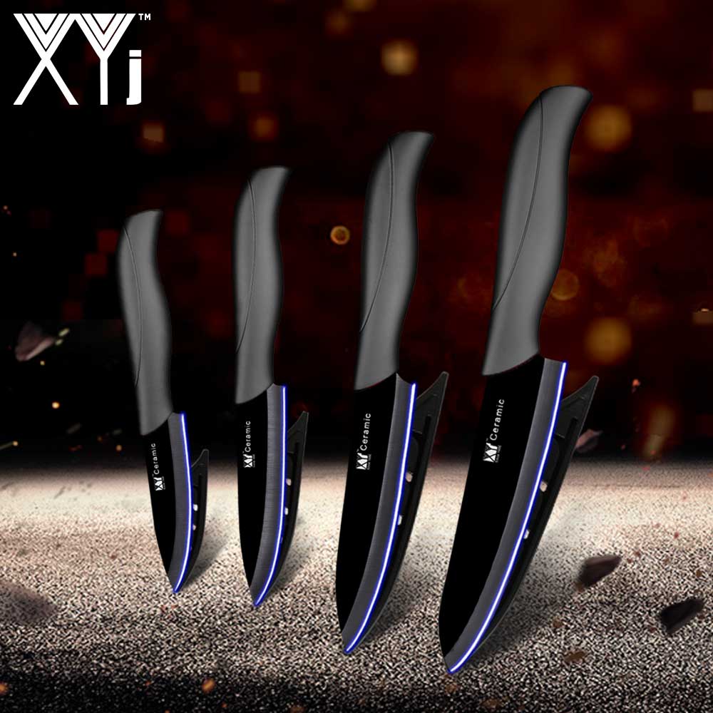 XYj-cuchillo de cerámica para cocina, juego de cuchillos de óxido de circonio para cocina, antibacterias, vegetales, de alta gama: black black