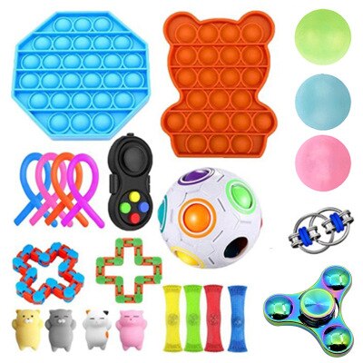 Fidget toys Suit Stress Relief Toys Autism Anxiety Relief Stress Bubble Fidget Sensory Decompression Toy for Kids Adults: set7